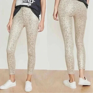 MOTHER Leopard Print Leggings in Beige